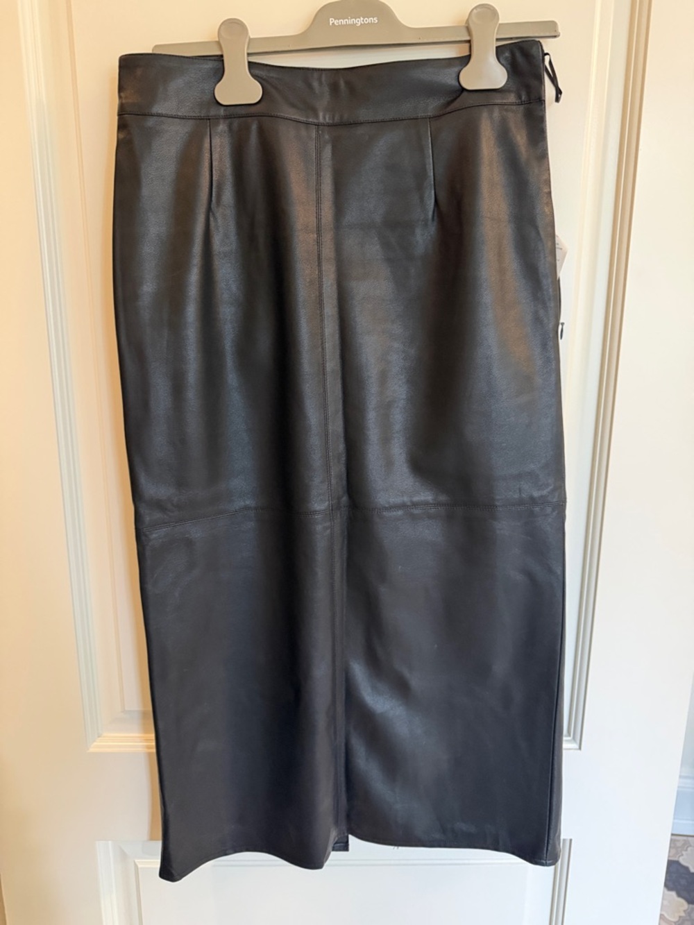All Row Black Faux Leather Midi Skirt - Straight Silhouette